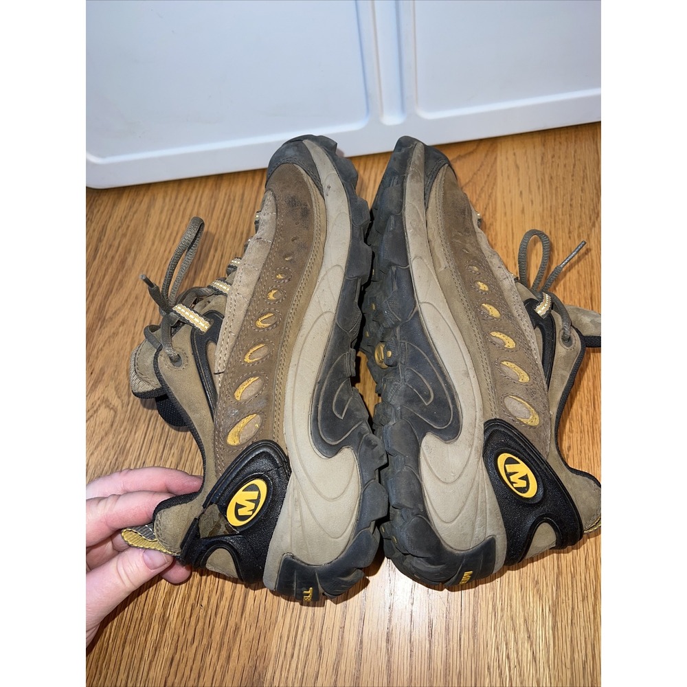 Womens sz‎ 8.5 Merrell Pulse Moab Smoke Tan Leather Hiking Trail Shoes Low Boots - Picture 5 of 8